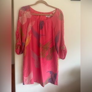Tibi silk hummingbird minidress.